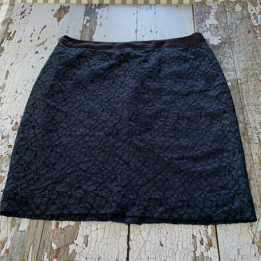 J. Crew The Pencil Blue Skirt Embroidered
